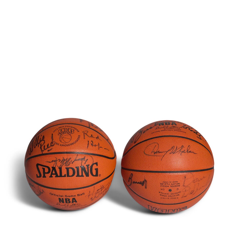 Two New York Knicks NBA Championship 1970 and 1973 Team Multi-Signed BasketballsSpalding - 2