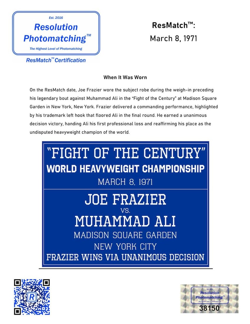 Joe Frazier's Weigh-in Robe From Fight of the Century, Ali vs. Frazier [Madison Square Garden, M... - 12