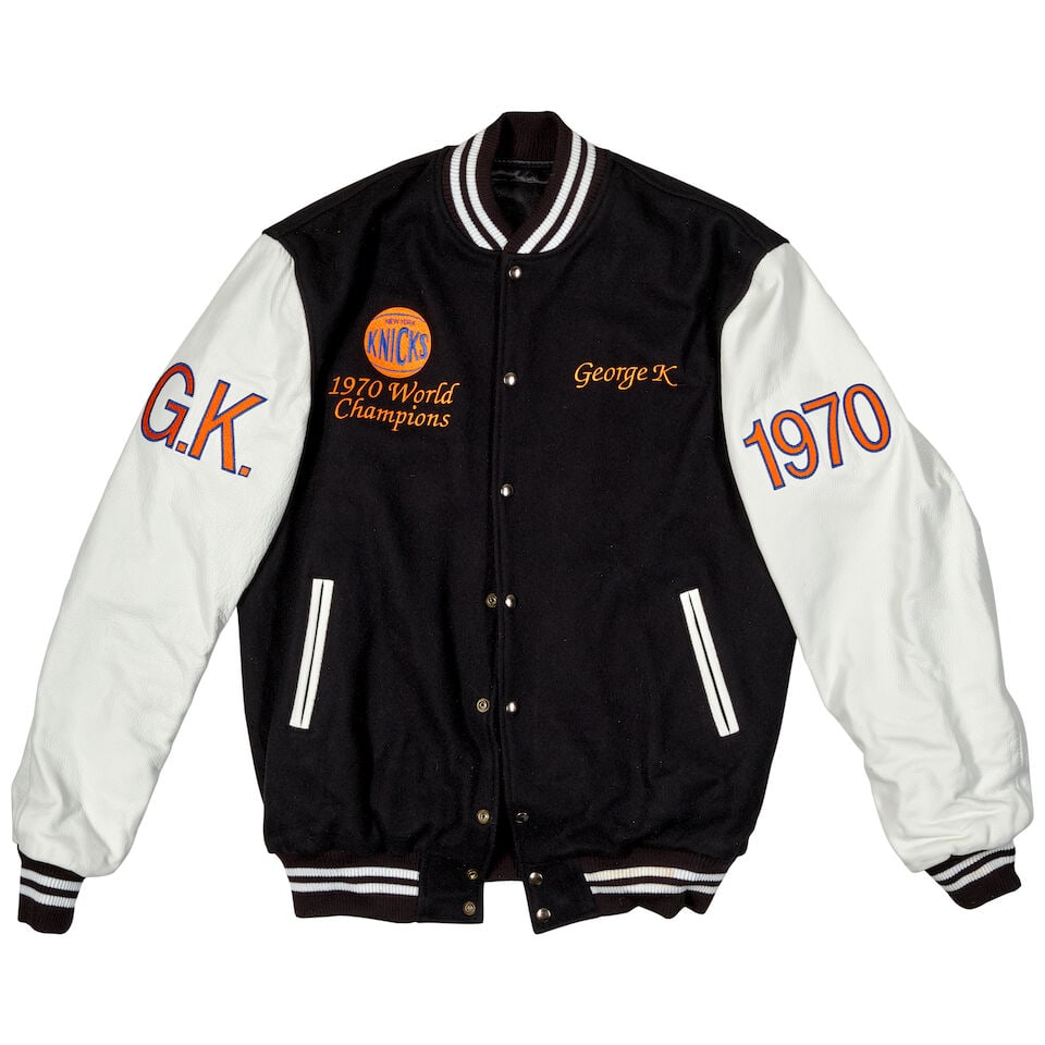 A Knicks 40th Anniversary of the 1969-70 Championship Team Letterman Jacket Presented to George ...: A Knicks 40th Anniversary of the 1969-70 Championship Team Letterman Jacket Presented to George Kalinsky 2010 embroidered George K Footnotes: In February 2010, the New York Knicks hosted a Knicks Lege