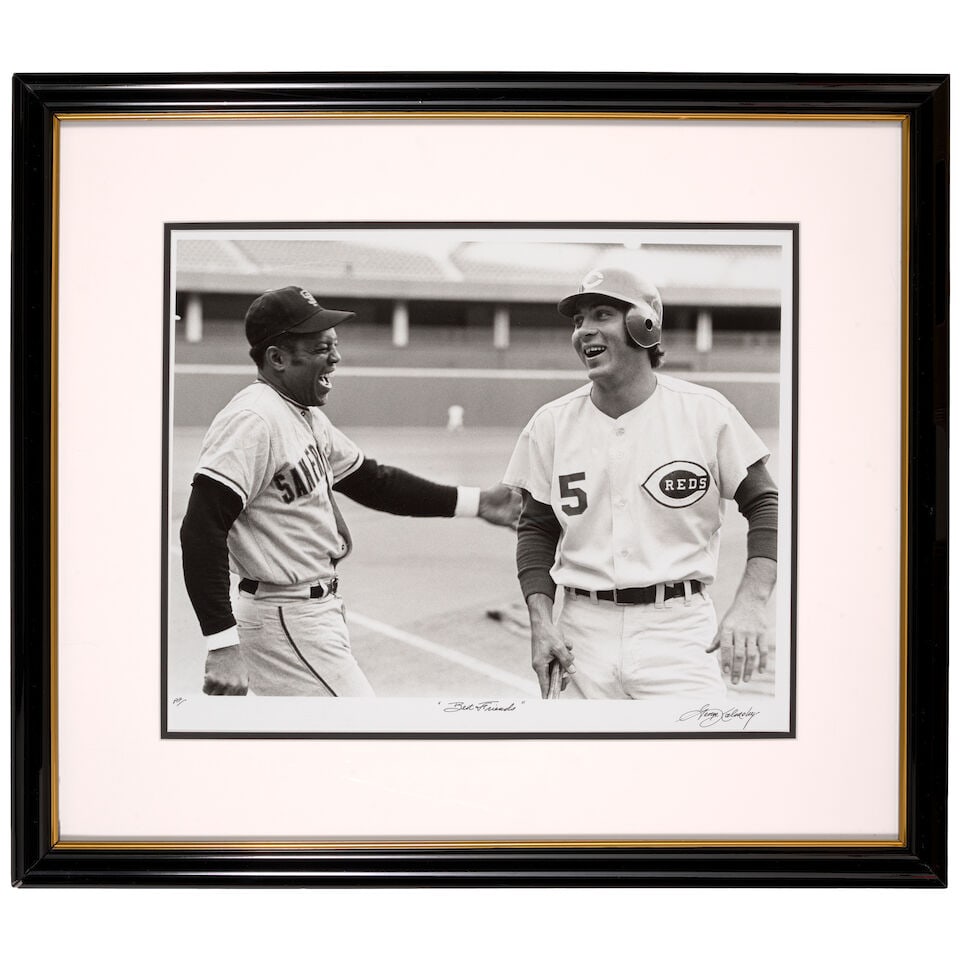 George Kalinsky (1936-2025): Best Friends: Willie Mays and Johnny Bench[Laughing together on the... - 2