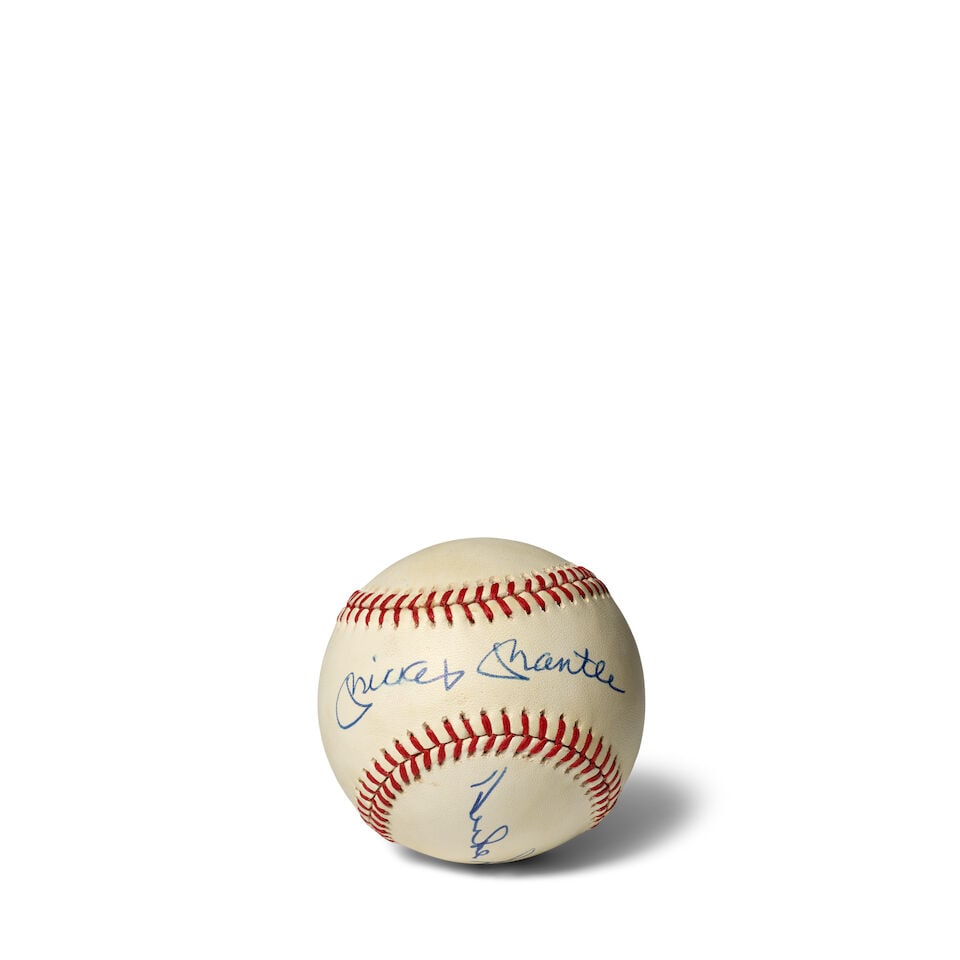 A Baseball Signed by Mickey Mantle, Willie Mays, and Duke Snider: A Baseball Signed by Mickey Mantle, Willie Mays, and Duke Snider All signatures in blue ball point ink. Footnotes: In New York in the 1950s Mantle, Mays, and Snider, playing for the Yankees, Giants, a
