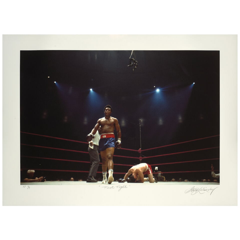 George Kalinsky (1936-2025): First Fight (George Foreman KO's First Opponent, 1969)[Madison Squa...: George Kalinsky (1936-2025): First Fight (George Foreman KO's First Opponent, 1969) [Madison Square Garden, June 22, 1969] signed George Kalinsky, titled, and annotated AP 7/7 (lower margin) iris prin