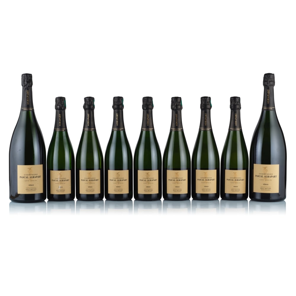 Champagne Agrapart & Fils, Vénus, 2015 & 2016 (7 x 750ml & 2 x Magnum): Champagne Agrapart & Fils, Vénus, 2015 (3 x 750ml) Region: Champagne Fill Level: excellent Capsule: ok Cork: ok Label: 2x bin-soiled labels and back labels, 1x good appearance and nicked back lab