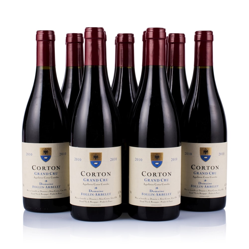 Domaine Follin-Arbelet, Corton Grand Cru, 2010 (12 x 750ml): Domaine Follin-Arbelet, Corton Grand Cru, 2010 (12 x 750ml) Region: Burgundy Fill Level: excellent Capsule: ok Cork: ok Label: good appearance Packaging: original carton This lot is subject to the fol