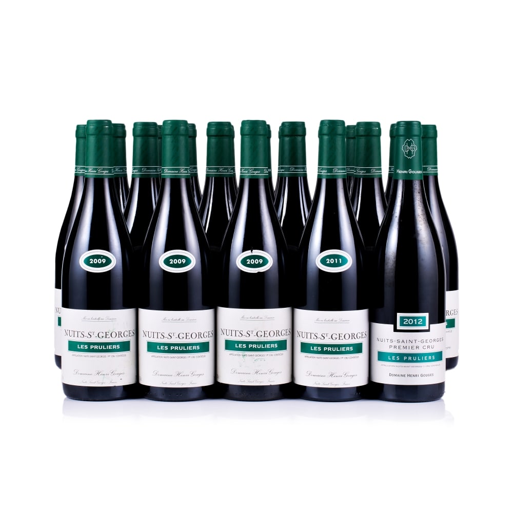 Domaine Henri Gouges, Nuits-Saint-Georges 1er Cru, Les Pruliers, 2009, 2011 & 2012 (21 x 750ml): Domaine Henri Gouges, Nuits-Saint-Georges 1er Cru, Les Pruliers, 2009 (12 x 750ml) Region: Burgundy Fill Level: excellent Capsule: ok Cork: ok Label: 9x with red marks, 2x good appearance, 1x with gre