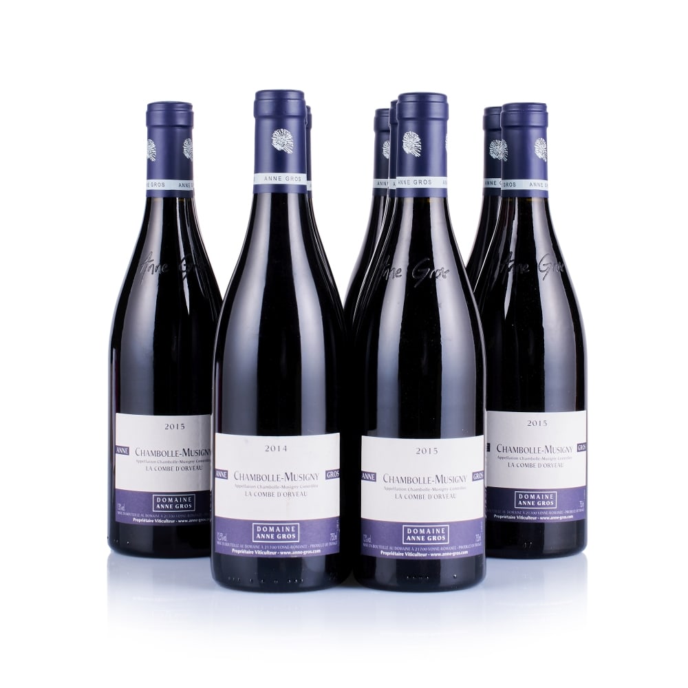 Domaine Anne Gros, Chambolle Musigny, La Combe d'Orveau, 2014 & 2015 (12 x 750ml): Domaine Anne Gros, Chambolle-Musigny, La Combe d'Orveau, 2014 (6 x 750ml) Region: Burgundy Fill Level: excellent Capsule: ok Cork: ok Label: all lightly bin-soiled and 2x nicked Domaine Anne Gros, Ch
