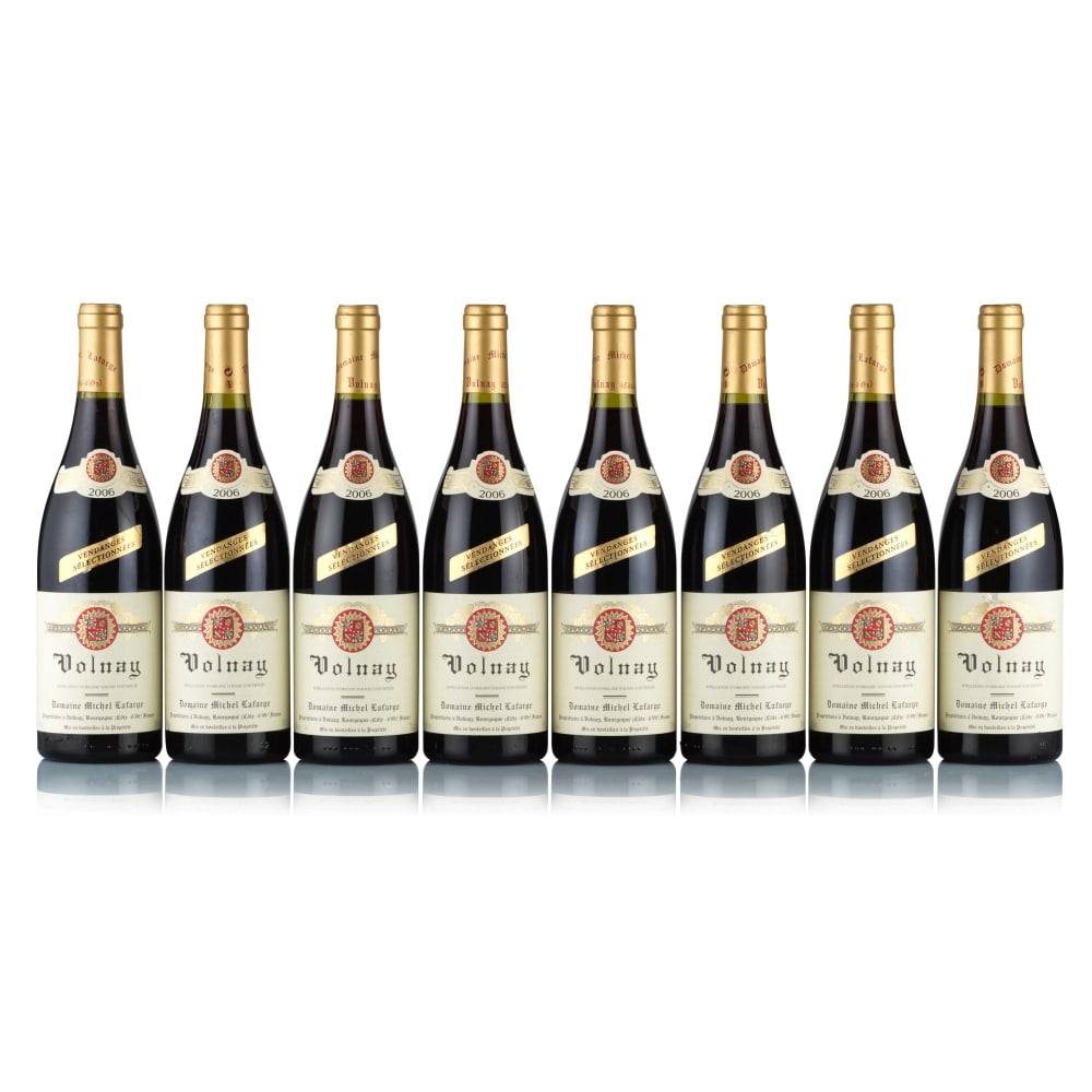 Domaine Michel Lafarge, Volnay, Vendanges Selectionnées, 2006 (8 x 750ml): Domaine Michel Lafarge, Volnay, Vendanges Selectionnées, 2006 (8 x 750ml) Region: Burgundy Fill Level: excellent Capsule: ok Cork: ok Label: 2x nicked, 6x good appearance Packaging: 2x neutral ca