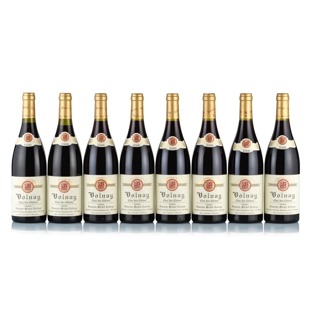 Domaine Michel Lafarge, Volnay 1er Cru, Clos des Chênes, 1996 & 2006 (8 x 750ml): Domaine Michel Lafarge, Volnay 1er Cru, Clos des Chênes, 1996 (2 x 750ml) Region: Burgundy Fill Level: excellent Capsule: ok Cork: ok Label: 1x nicked, 1x good appearance Domaine Michel Lafarge,