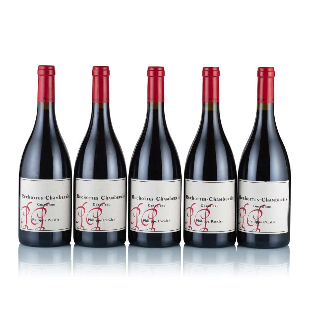 Philippe Pacalet, Ruchottes-Chambertin Grand Cru, 2012 & 2013 (5 x 750ml): Philippe Pacalet, Ruchottes-Chambertin Grand Cru, 2012 (2 x 750ml) Region: Burgundy Fill Level: excellent Capsule: ok Cork: ok Label: good appearance; 1x bin-soiled and nicked back label, 1x bin-soile