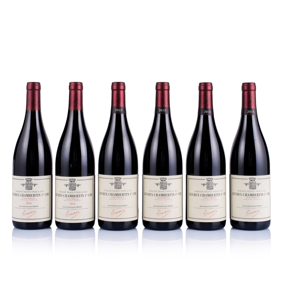 Domaine Trapet Père & Fils, Gevrey-Chambertin 1er Cru, Clos Prieur, 2014 & 2015 (6 x 750ml): Domaine Trapet Père & Fils, Gevrey-Chambertin 1er Cru, Clos Prieur, 2014 (2 x 750ml) Region: Burgundy Fill Level: excellent Capsule: ok Cork: ok Label: good appearance Domaine Trapet Père &