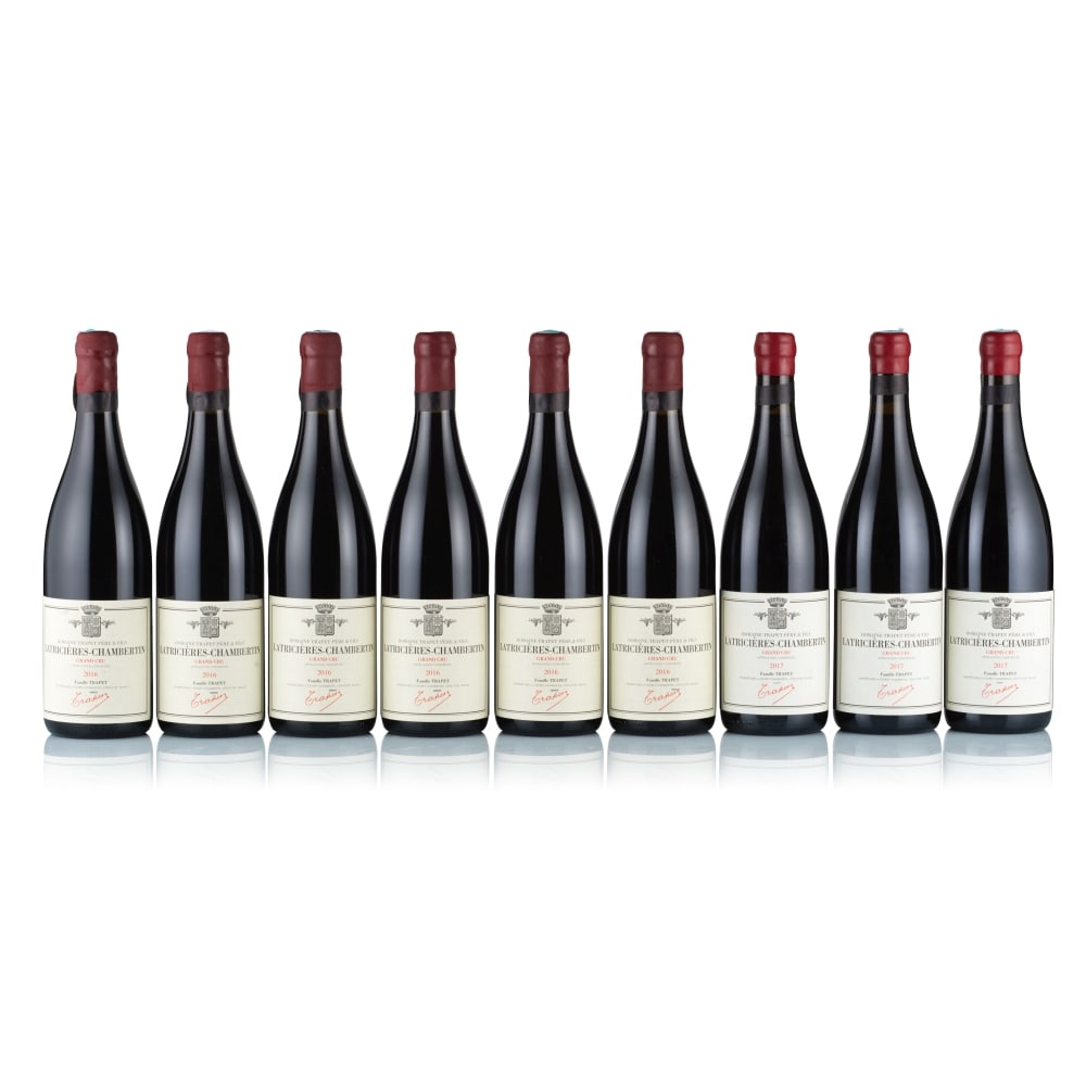 Domaine Trapet Père & Fils, Latricières-Chambertin Grand Cru, 2016 & 2017 (9 x 750ml): Domaine Trapet Père & Fils, Latricières-Chambertin Grand Cru, 2016 (6 x 750ml) Region: Burgundy Fill Level: excellent Capsule: ok Cork: ok Label: excellent appearance Packaging: original car