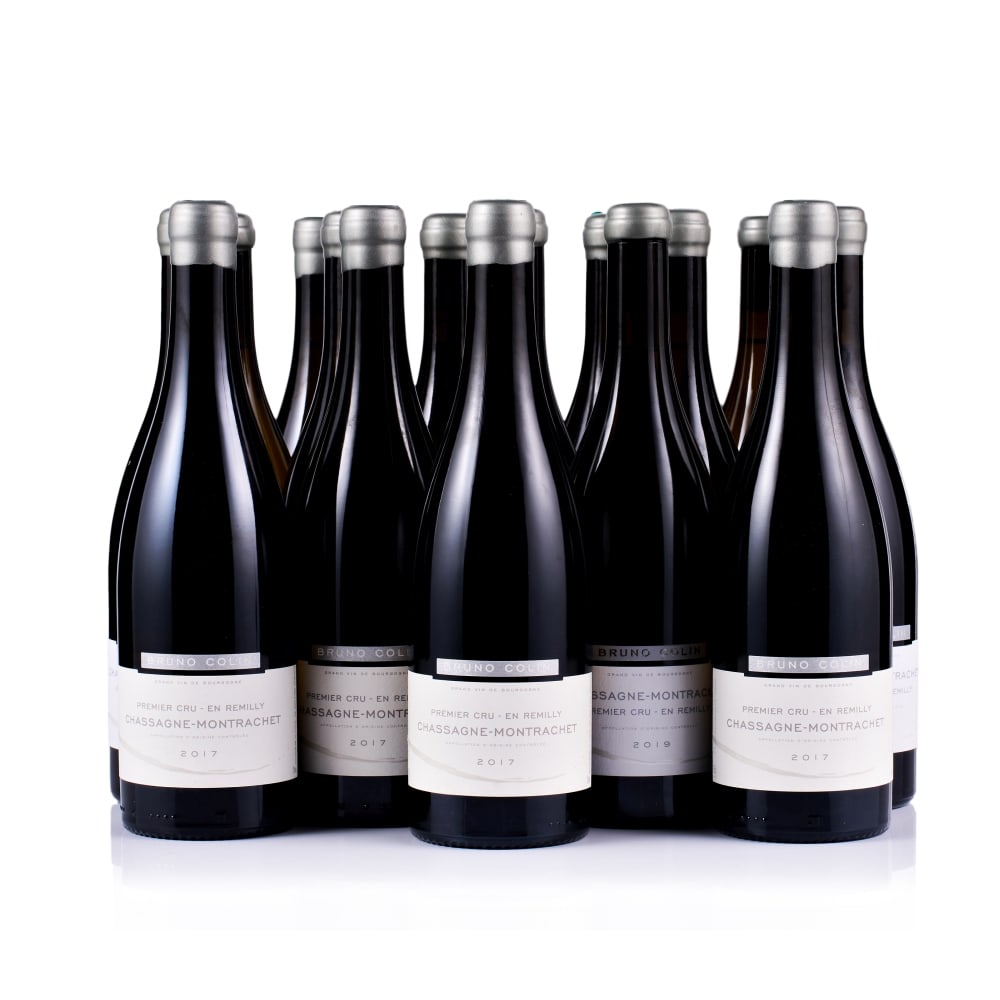 Vertical of Bruno Colin, Chassagne-Montrachet 1er Cru, En Remilly, 2017, 2018 & 2019 (18 x 750ml): Bruno Colin, Chassagne-Montrachet 1er Cru, En Remilly, 2017 (6 x 750ml) Region: Burgundy Fill Level: excellent Capsule: grey wax, ok Cork: ok Label: excellent appearance Bruno Colin, Chassagne-Montra