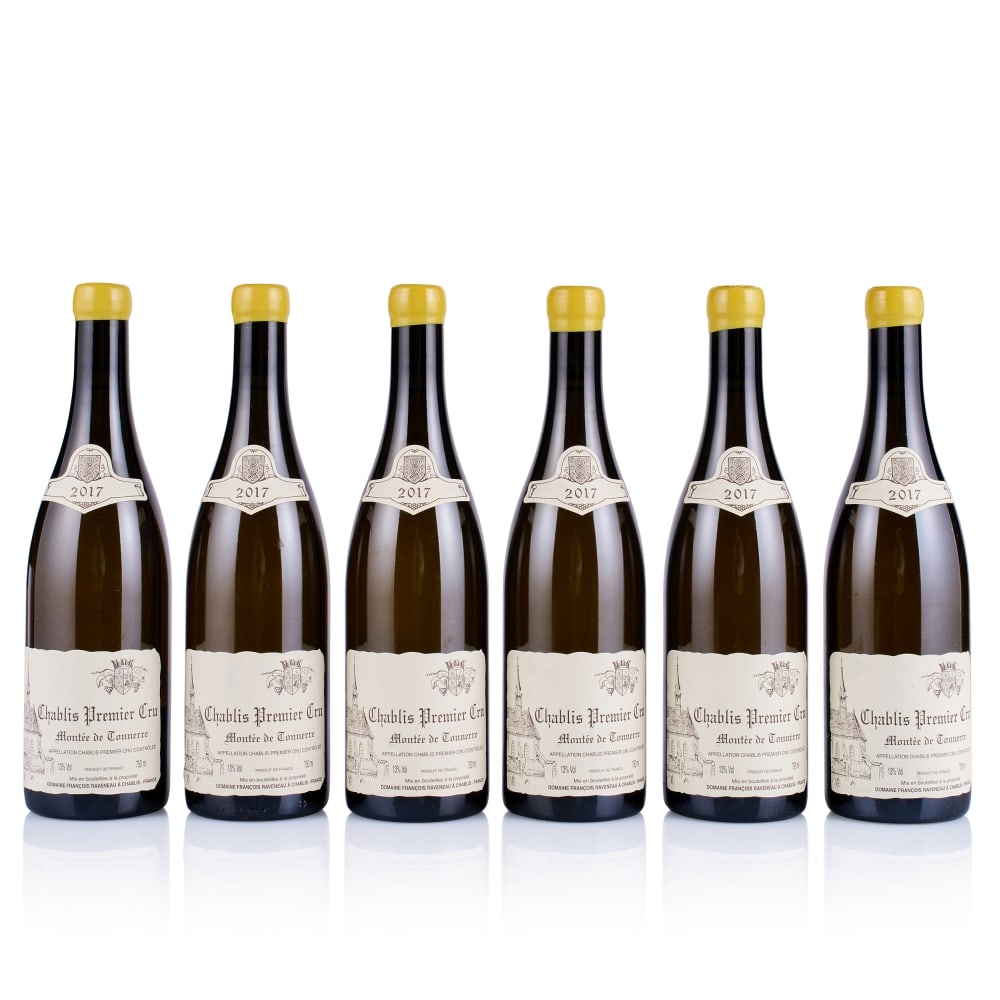 Domaine François Raveneau, Chablis 1er Cru, Montée de Tonnerre, 2017 (6 x 750ml): Domaine François Raveneau, Chablis 1er Cru, Montée de Tonnerre, 2017 (6 x 750ml) Region: Burgundy Fill Level: excellent Capsule: yellow wax, ok Cork: ok Label: 2x very slightly marked, 4x go