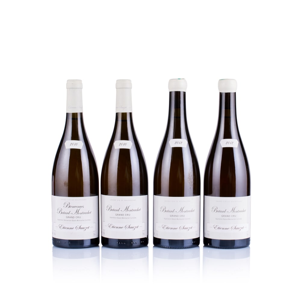 Mixed Lot of Etienne Sauzet, Grands Crus, 2010 & 2012 (4 x 750ml): Etienne Sauzet, Bâtard-Montrachet Grand Cru, 2010 (1 x 750ml) Region: Burgundy Fill Level: excellent Capsule: ok Cork: ok Label: nicked Etienne Sauzet, Bienvenues-Bâtard-Montrachet Grand Cr