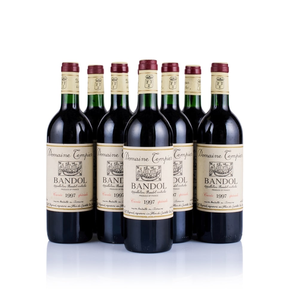 Domaine Tempier, Bandol, Cuvée Spéciale, 1997 (8 x 750ml): Domaine Tempier, Bandol, Cuvée Spéciale, 1997 (8 x 750ml) Region: Provence Fill Level: into neck Capsule: ok Cork: ok Label: 8x very lightly stained Packaging: 2x neutral cartons This lot is