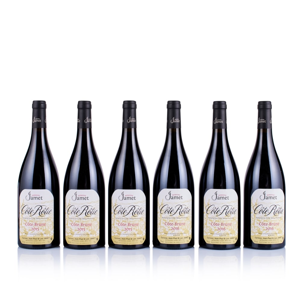 Domaine Jamet, Côte-Rotie, Côte-Brune, 2015 & 2016 (6 x 750ml): Domaine Jamet, Côte-Rôtie, Côte-Brune, 2015 (3 x 750ml) Region: Rhone Valley Fill Level: excellent Capsule: ok Cork: ok Label: good appearance Domaine Jamet, Côte-Rôtie, C