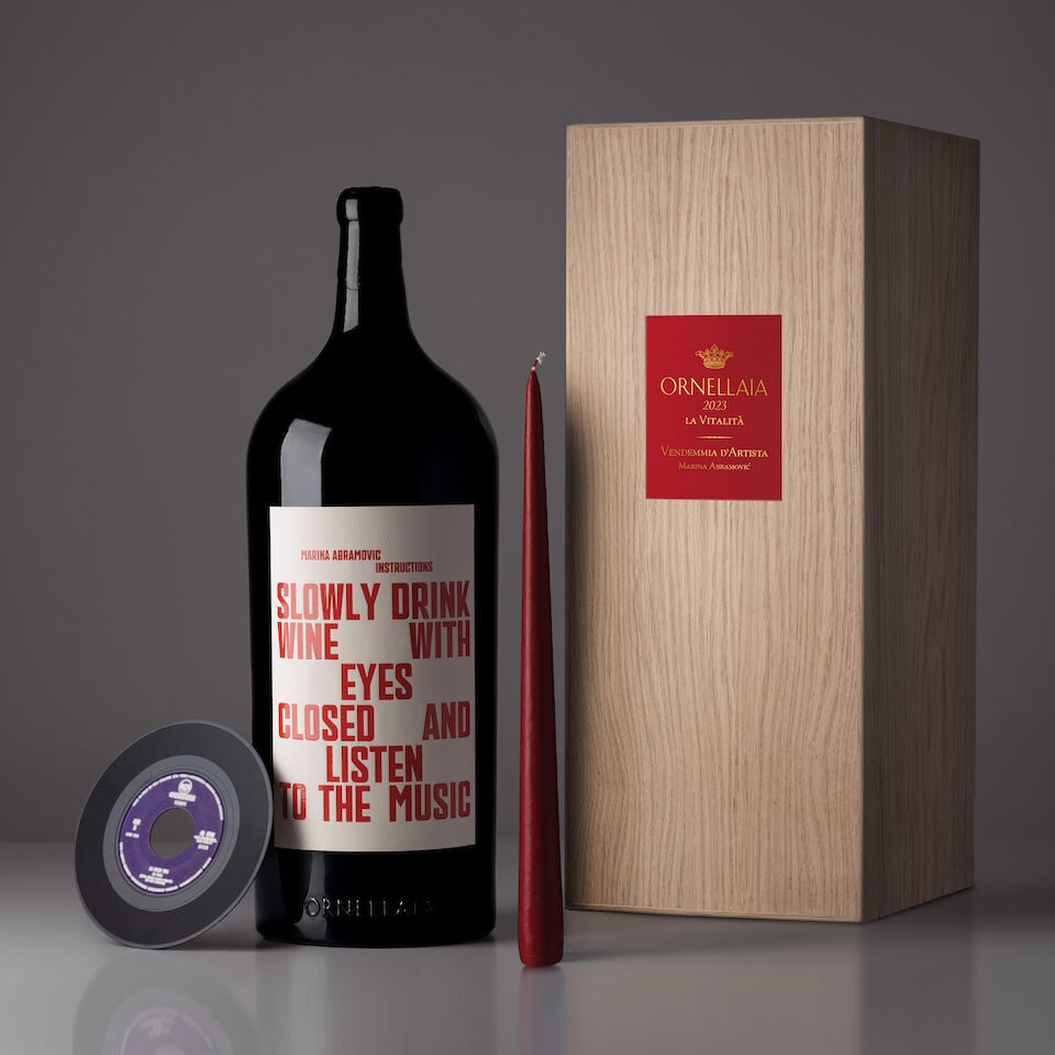 Ornellaia, 'La Vitalità', Unique Salmanazar N°1/1 (1 x 9 liter), Made & Signed by Mari...: Ornellaia, La 'Vitalità', 1 Unique Salmanazar N°1/1, Made & Signed by Marina Abramović, 2023 (1 x 9 liter) Footnotes: The unique Salmanazar of Ornellaia 2023 'La Vitalità' Vendemmi