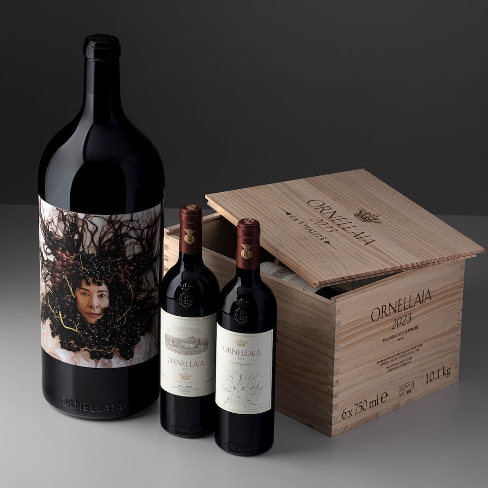 Ornellaia, 'La Vitalità', 1 Imperial N°7/10, Made & Signed by Marina Abramovià107...: Ornellaia, La 'Vitalità', 1 Imperial N°7/10, Made & Signed by Marina Abramović, 2023 (1 x 6 liter) Ornellaia, La 'Vitalità', 6 x 750ml Standard Case, Made & Signed by Marina Abramo