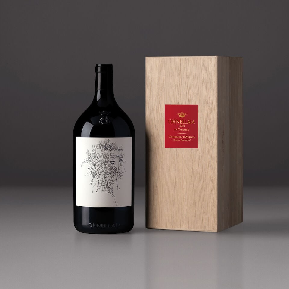 Ornellaia, 'La Vitalità', 1 Double Magnum 1/100 (1 x 3 liter), Made & Signed by Marina Abra...: Ornellaia, La 'Vitalità', 1 Double Magnum N°1/100, Made & Signed by Marina Abramović, 2023 (1 x 3 liter) Footnotes: The Double Magnum n° 1/100 of Ornellaia 2023 'La Vitalità'