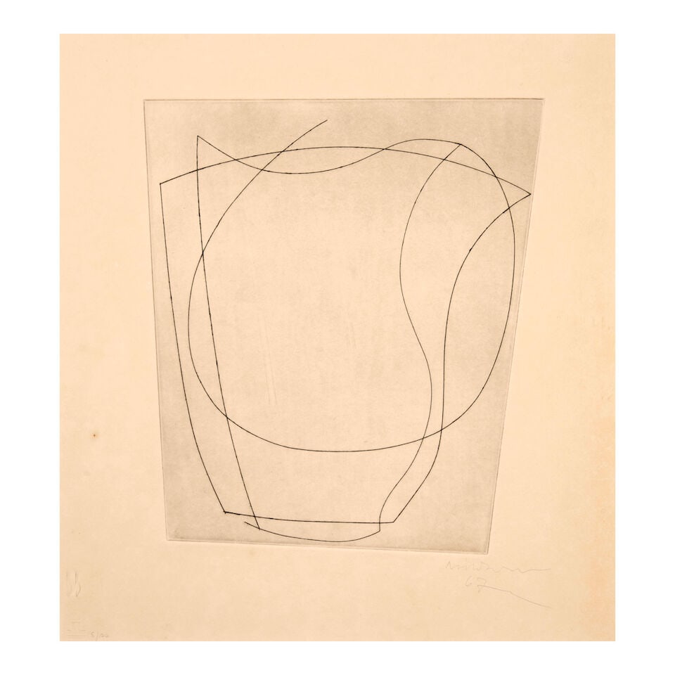 Ben Nicholson (1894-1982); Large Jug, Small Mug, alternatively titled Rafael;: Ben Nicholson (1894-1982) Large Jug, Small Mug, alternatively titled Rafael (Lafranca 44), 1967 Etching on wove paper, signed and dated in pencil, numbered 5/100, published by Marlborough Fine Art, wi