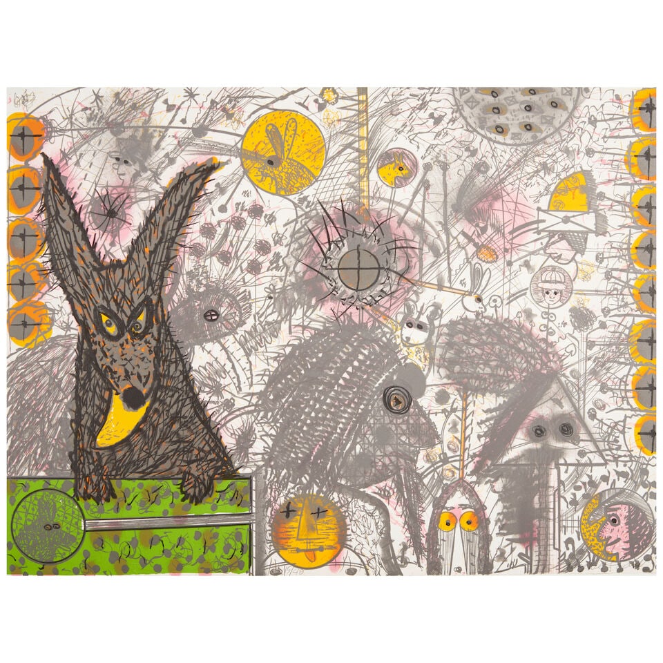 Roy De Forest (1930-2007); Untitled;: Roy De Forest (1930-2007) Untitled (Tamarind 78-121), 1978 Lithograph in colors on Copperplate Deluxe paper, signed in pencil, numbered 15/40, with the blindstamp of the publisher, Tamarind