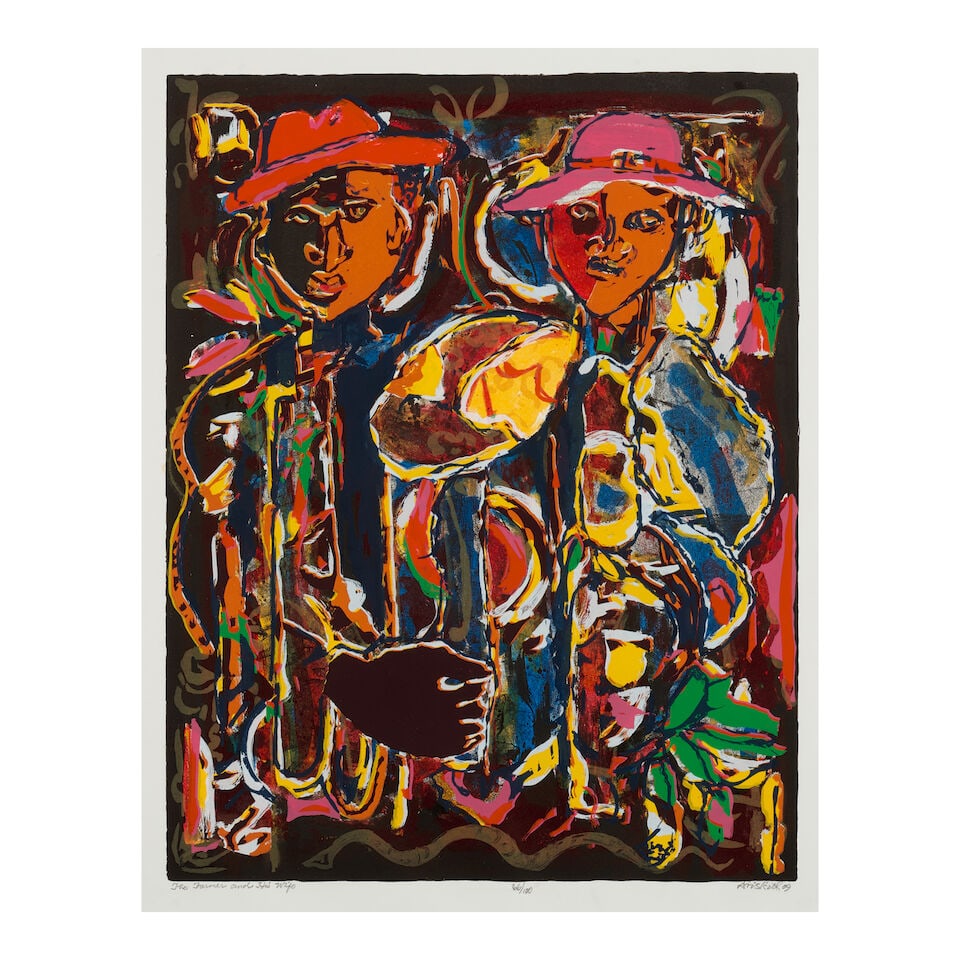 David Clyde Driskell (1931-2020); The Farmer and His Wife; (1 of 2)