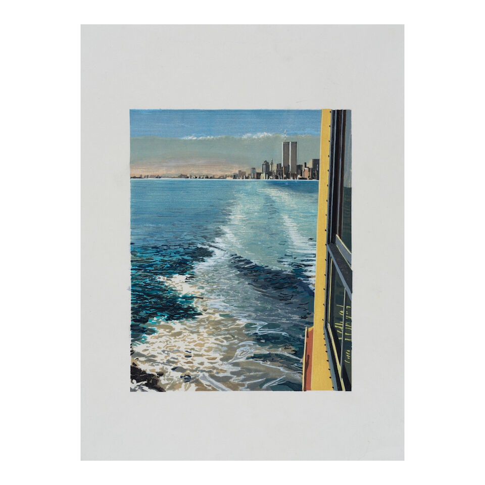 Richard Estes (born 1932); Study VI, New York Harbor;: Richard Estes (born 1932) Study VI, New York Harbor, 1997 Woodcut in colors on wove paper, unsigned, a working proof aside from the edition of 45 (there were also 10 artist's proofs), published by