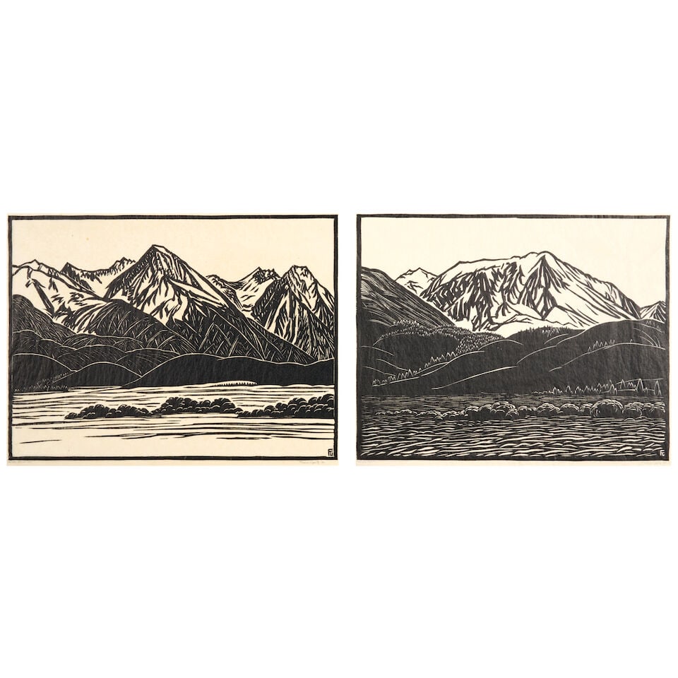 Franz Geritz (1895-1945); Two Woodcut Prints: Wood Mountain; Birch Mountain; - 4