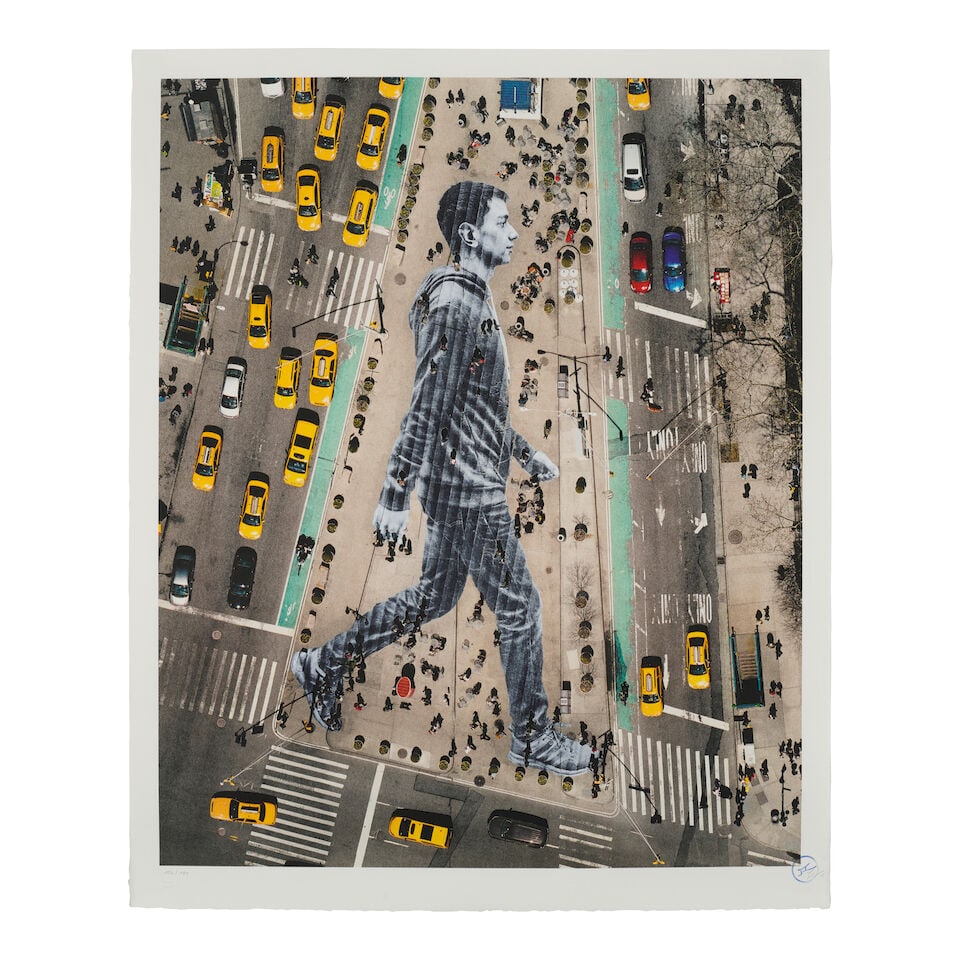 JR (born 1983); Migrants Walking New York City, New York, USA;: JR (born 1983) Migrants Walking New York City, New York, USA, 2015 Lithograph in colors on wove paper, signed in pencil, dated and numbered 154/180, with the inkstamp of the artist, published by Socia