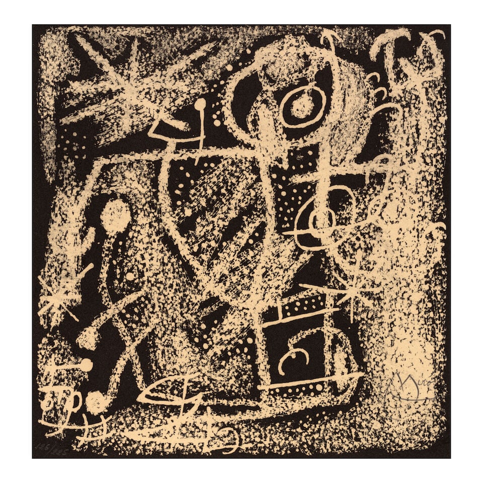 After Joan Miró (1893-1983); One plate, from Les Essencies de la Terra;: After Joan Miró (1893-1983) One plate, from Les Essencies de la Terra (Mourlot 575, Cramer bk. 123), 1968 Lithograph on wove paper, signed in pencil and numbered 126/225 (the total edition was 11