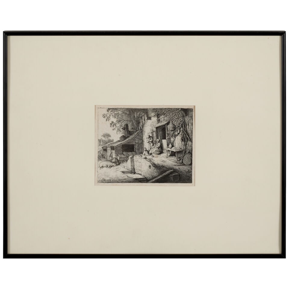 Adriaen van Ostade (1610-1685); Man and Woman Talking; The Woman Spinning; (2) - 3