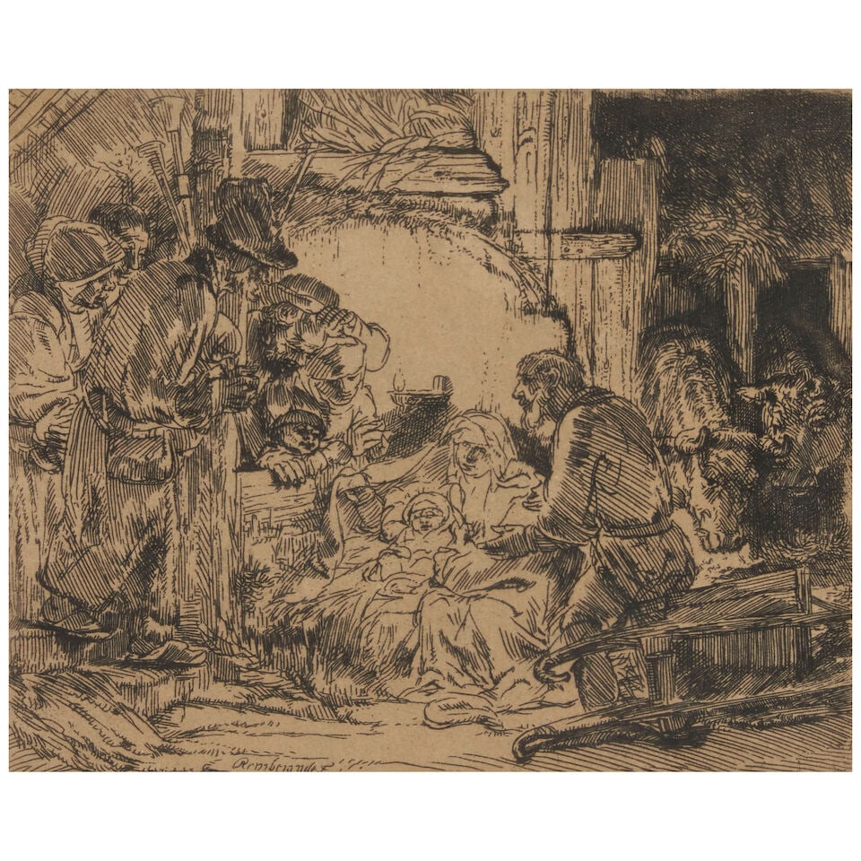 Rembrandt Harmensz van Rijn (1606-1669); Adoration of the Shepherds; The Holy Family; (1 of 3)