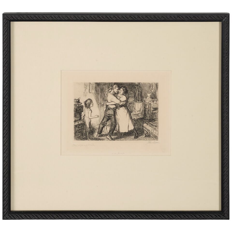 John Sloan (1871-1951); Man, Wife, and Child, from New York City Life; Love on The Roof; (2) - 2