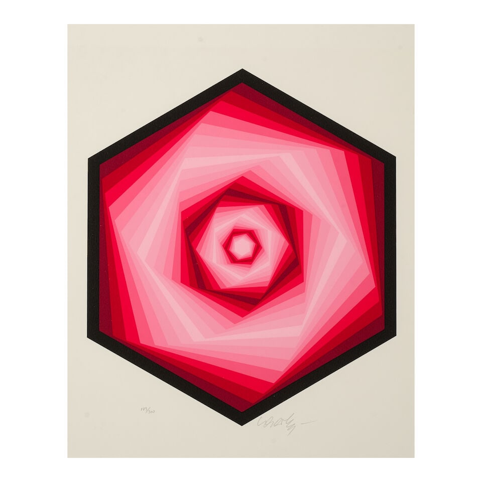 Victor Vasarely (1906-1997); A Group of 3 Prints;: Victor Vasarely (1906-1997) A Group of 3 Prints, 1985 (2); 1986 Three screenprints in colors on wove paper, each signed in pencil and numbered 214/300, 38/300 and 189/300 respectively, with full