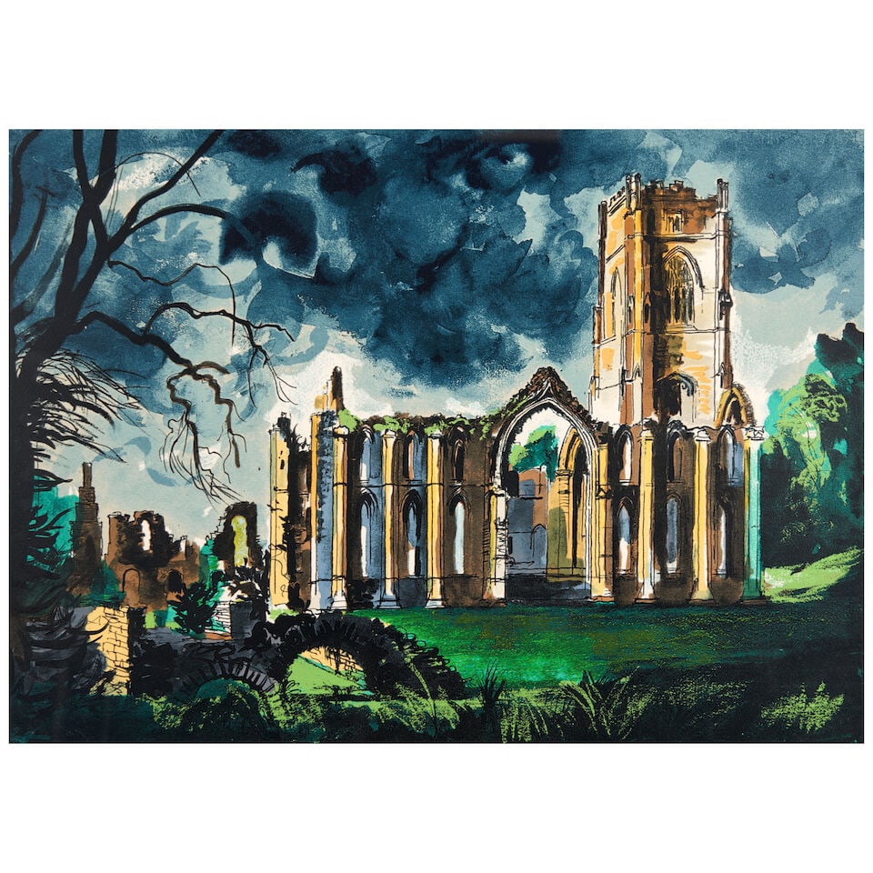John Piper (1903-1992); Fountains Abbey, Yorkshire; (1 of 3)