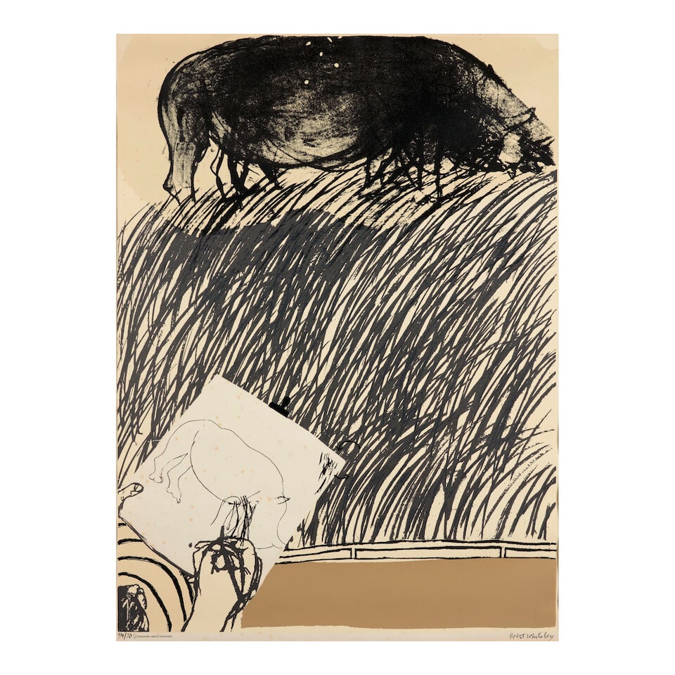 Brett Whiteley (1939-1992); Drawing About Drawing, from My Relationship between Screenprinting a...: Brett Whiteley (1939-1992) Drawing About Drawing, from My Relationship between Screenprinting and Regent's Park Zoo between June and August 1965, 1965 Screenprint in colors on wove paper, signed in in