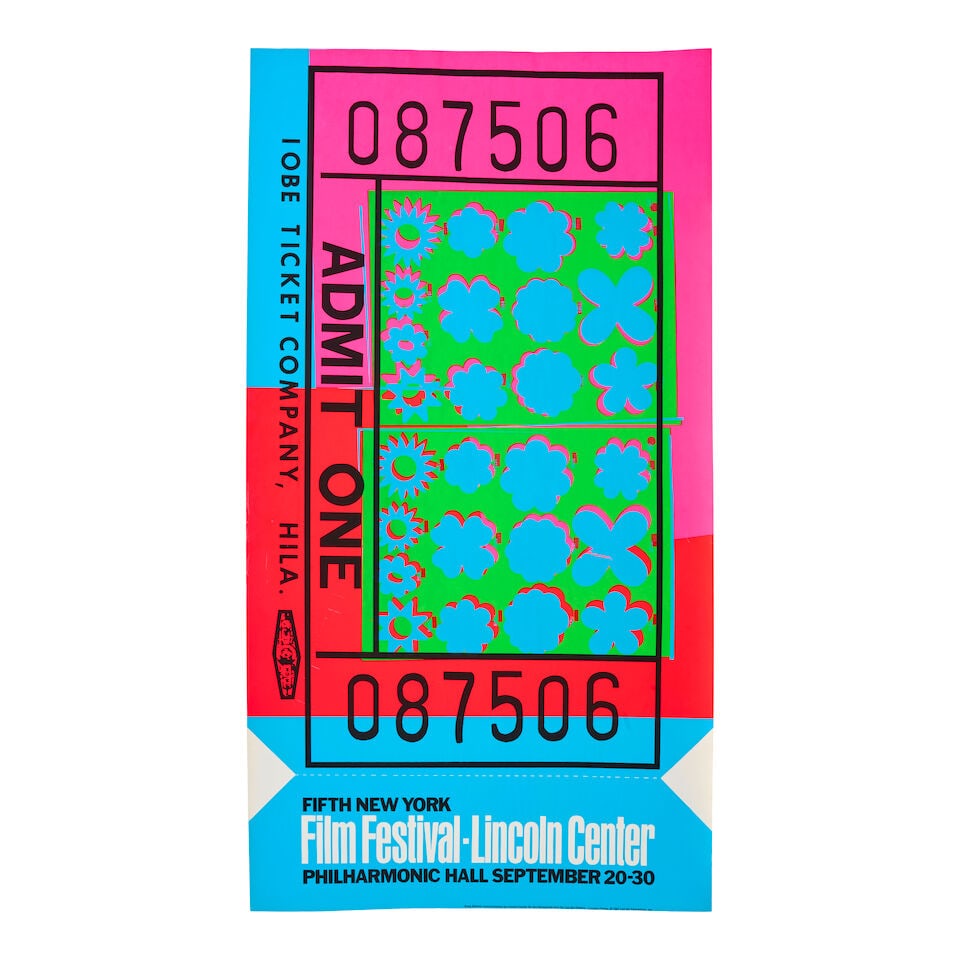 Andy Warhol (1928-1987); Lincoln Center Ticket;: Andy Warhol (1928-1987) Lincoln Center Ticket (Feldman & Schellmann II.19), 1967 Screenprint in colors on wove paper, from the unsigned poster edition of 500 (there was also a signed and numbered