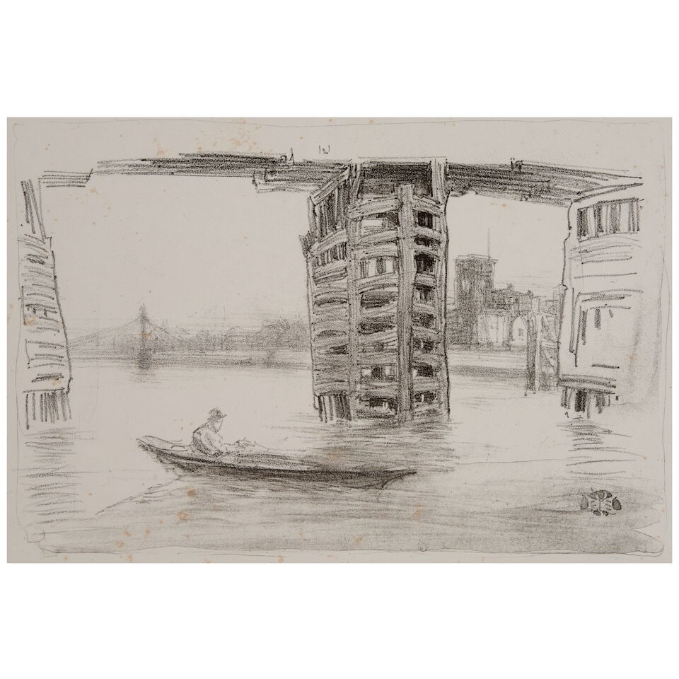 James Abbott McNeill Whistler (1834-1903); The Broad Bridge;: James Abbott McNeill Whistler (1834-1903) The Broad Bridge (Stratis and Tedeschi 11), 1878 Linotint on wove paper, with printed butterfly, with margins. 7 1/4 x 11in (18.4 x 28cm) sheet 9 1/4 x 15in