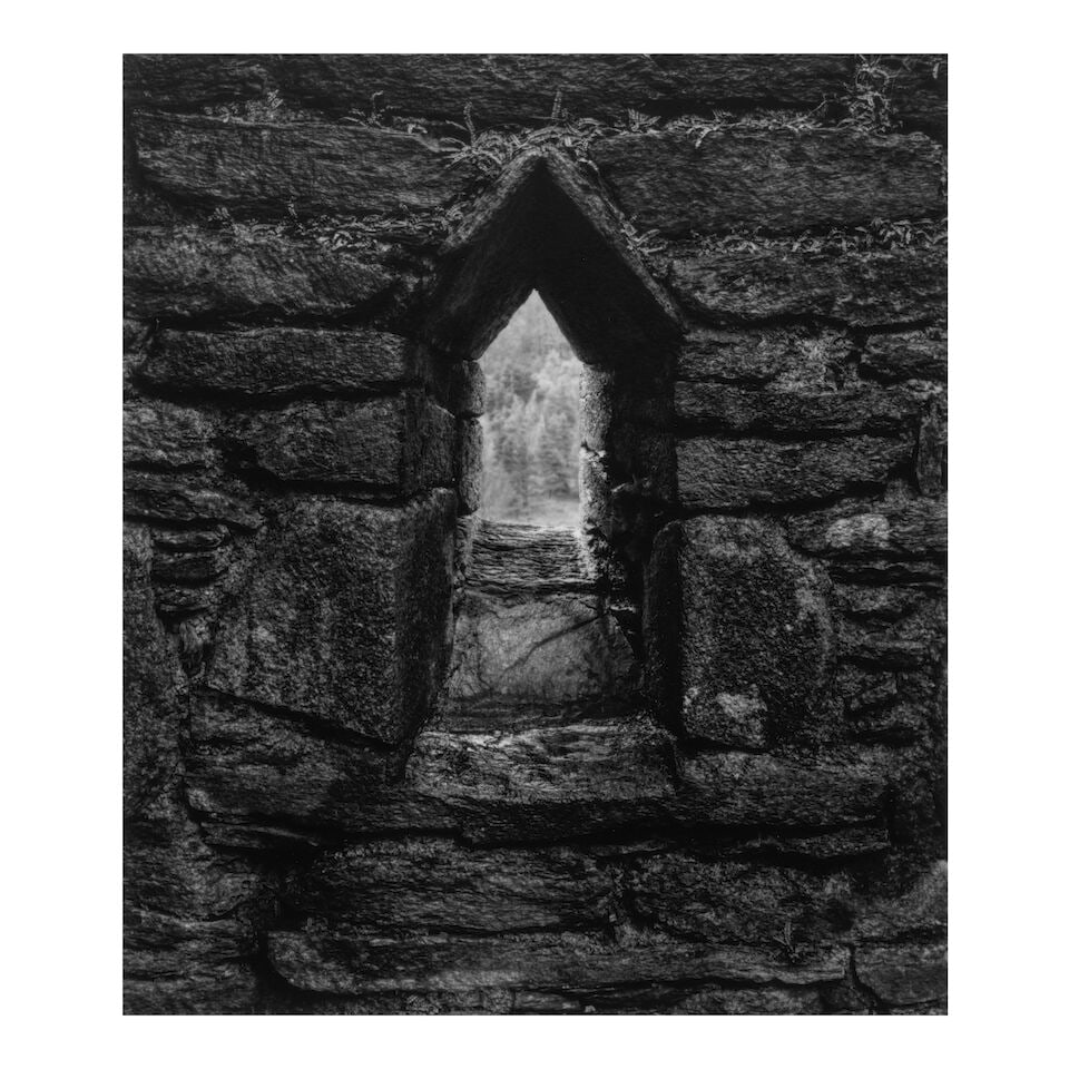 Paul Caponigro (1932-2024); Reefert Church, Glendalough, Ireland;: Paul Caponigro (1932-2024) Reefert Church, Glendalough, Ireland, 1989 Gelatin silver print; mounted, signed in pencil on the mount and the window mat. 5 1/8 x 4 3/8 in. (13 x 11.1 cm.) mount 17 x 14 i