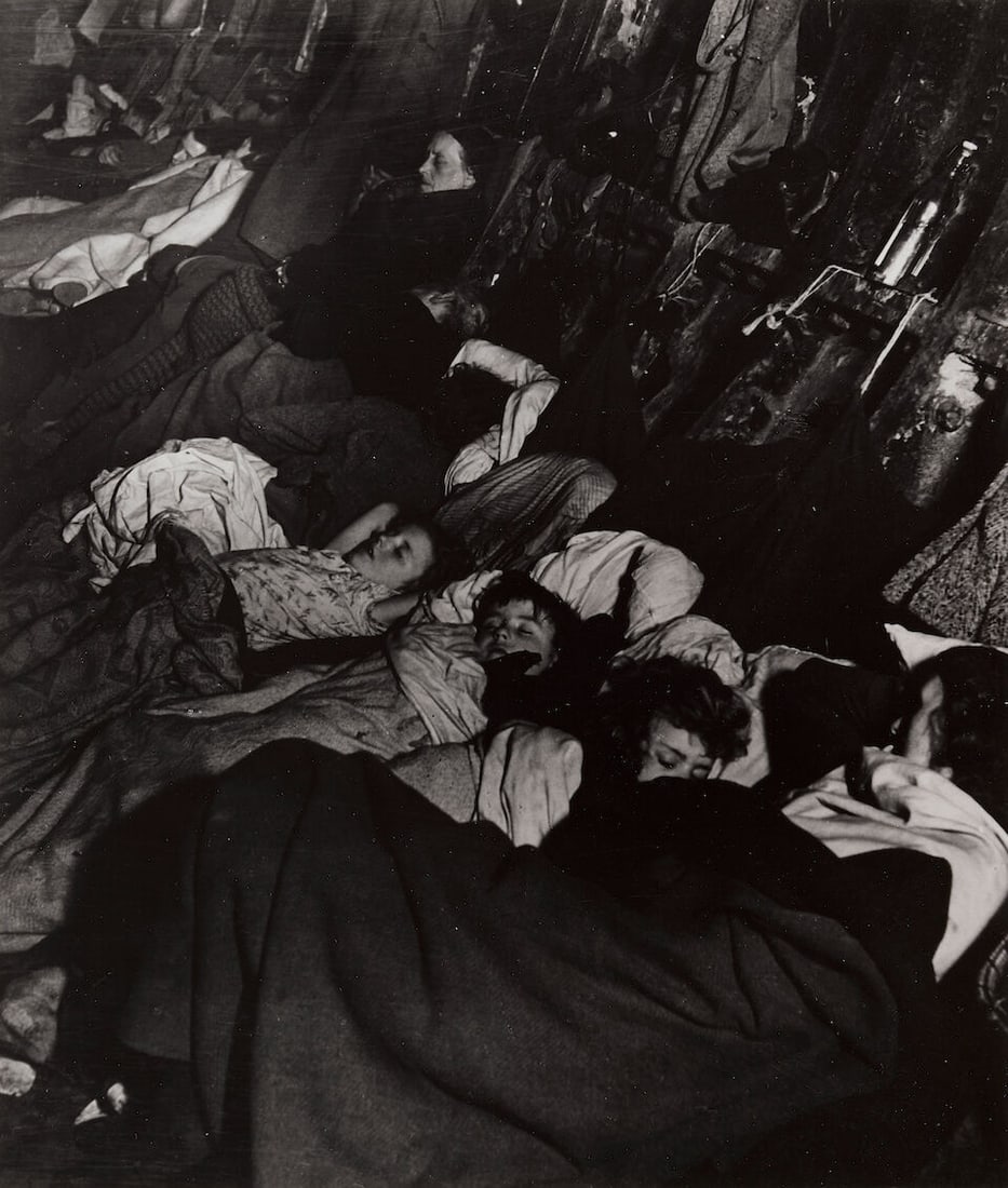 Bill Brandt (1904-1983); East End Underground Station;: Bill Brandt (1904-1983) East End Underground Station, 1940 Gelatin silver print, printed later; signed 'Bill Brandt' in ink on the mount; mounted. 13 1/2 x 11 1/2 in. (34.3 x 29.2 cm) mount 20 x 16