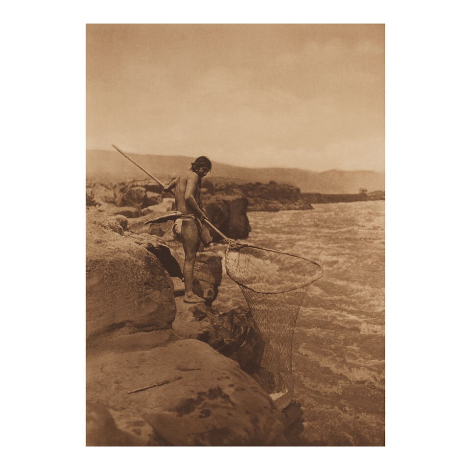 Edward S. Curtis (1868-1952); Dip-Netting in Pools - Wishham (Plate 275 from 'The North American...: Edward S. Curtis (1868-1952) Dip-Netting in Pools - Wishham (Plate 275 from 'The North American Indian'), 1909 Large-format photogravure on Van Gelder paper, printed 1911; the letterpress title, plate