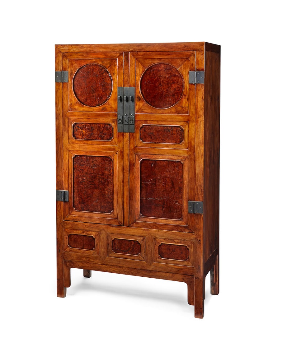 A HUANGHUALI AND YINGMU SQUARE-CORNER CABINET, FANGJIAOGUI 18th century (1 of 2)
