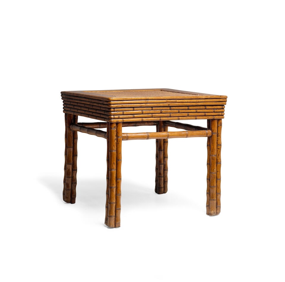 A JUMU FAUX-BAMBOO STOOL, FANGDENG 18th century (1 of 2)