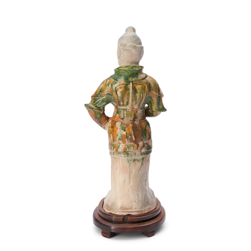A SANCAI-GLAZED POTTERY STANDING GUARDIAN Tang Dynasty - 2