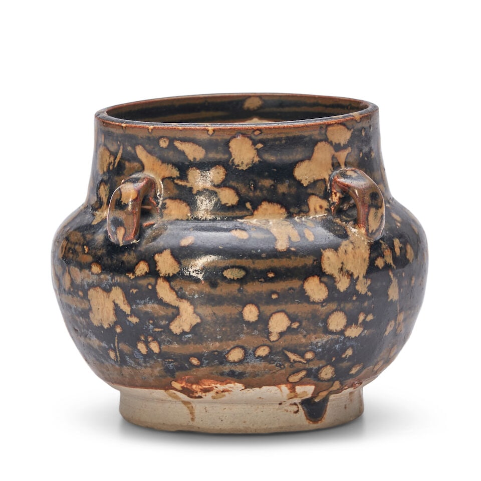 A SMALL JIZHOU 'PARTRIDGE FEATHER' JARLET WITH FOUR LUG HANDLES Southern Song Dynasty (1 of 2)