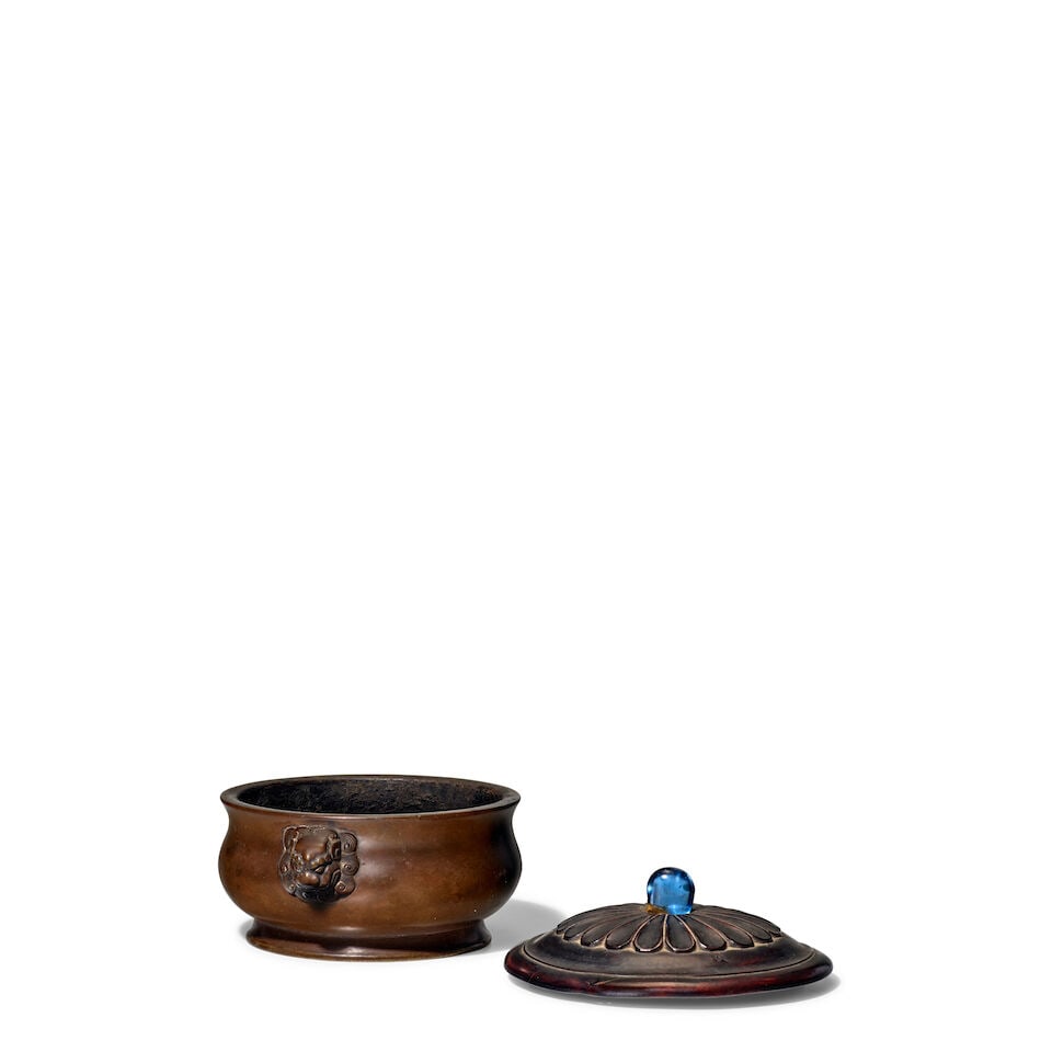 TWO SMALL BRONZE CENSERS：A BRONZE HALBERD-HANDLED CENSER, TOGETHER WITH A BRONZE LION-MAS... - 4