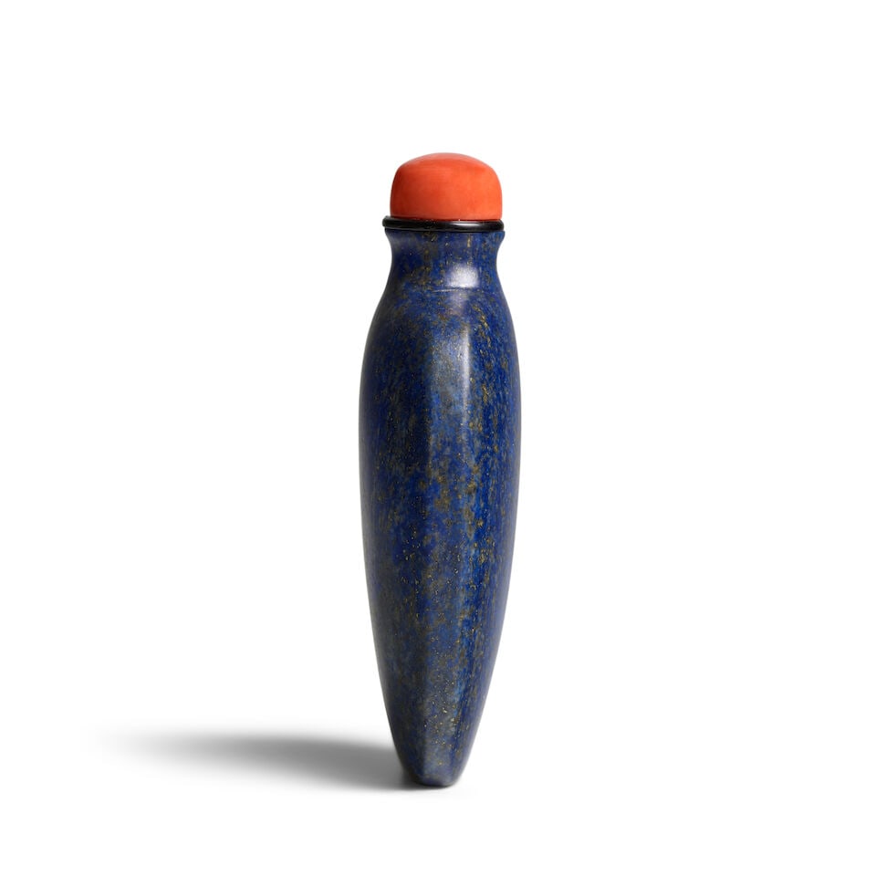 A PLAIN OVIFORM LAPIS LAZULI SNUFF BOTTLE 1770-1850 - 2
