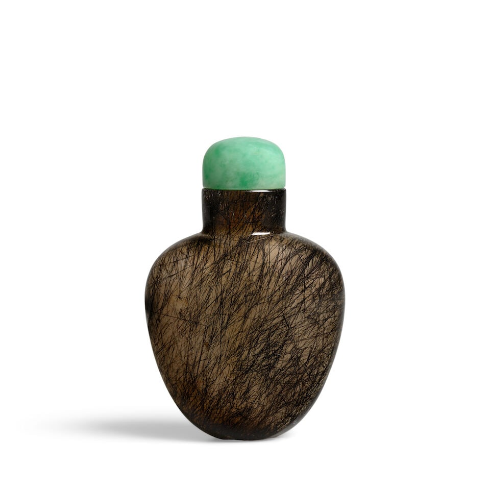 A PLAIN SPADE-SHAPED HAIR CRYSTAL SNUFF BOTTLE 1800-1900 - 3