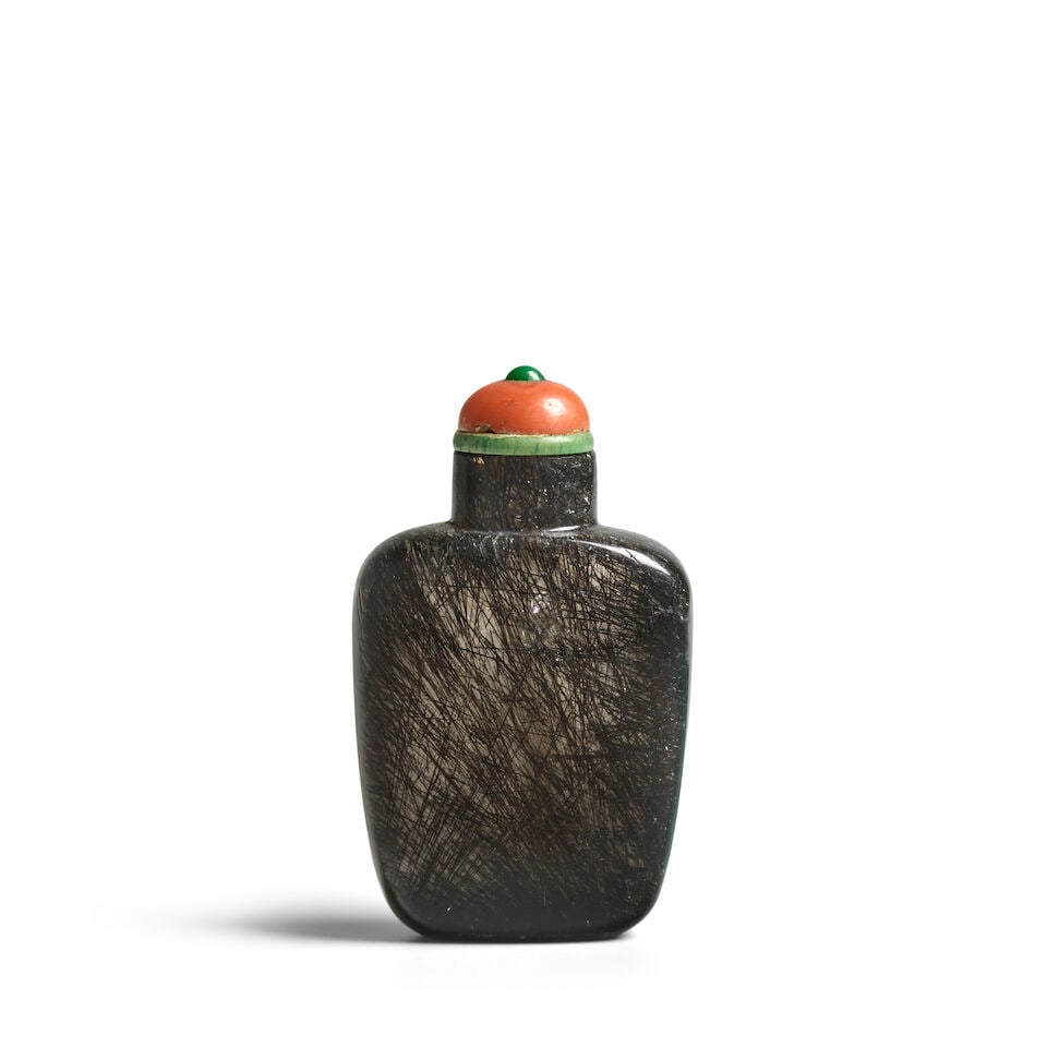 A SMALL, PLAIN TAPERING RECTANGULAR DENSE HAIR CRYSTAL SNUFF BOTTLE 1800-1900 - 2