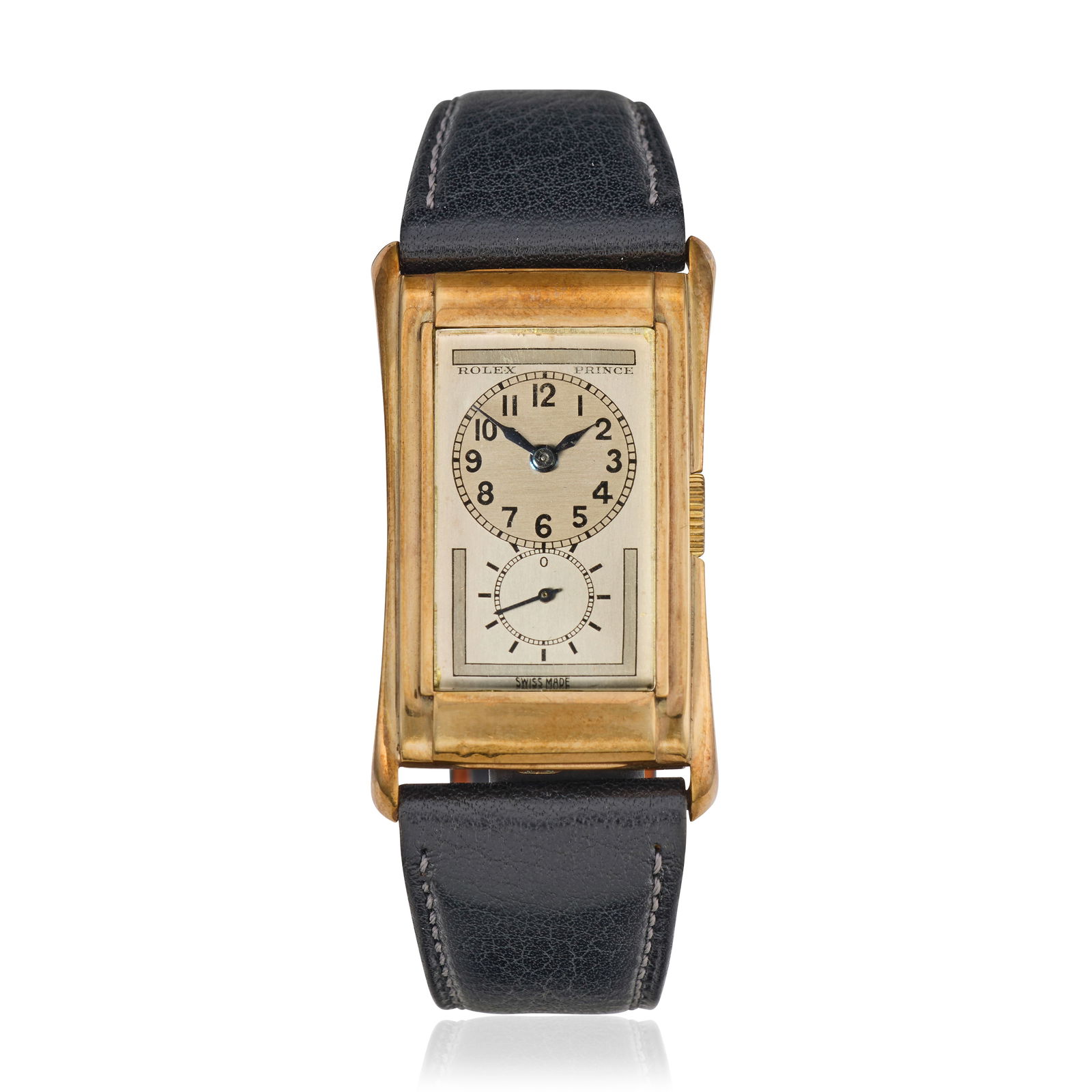 Rolex. A 9K gold manual wind rectangular wristwatch Prince, Ref: 1855, Circa 1934 (1 of 1)